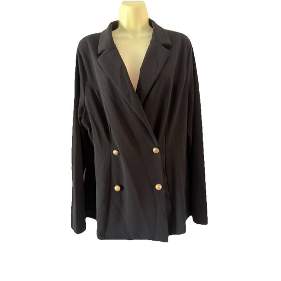 Fashion Nova Womens Double Breasted Black Knit Jacket Blazer Sz 1X - Picture 1 of 9